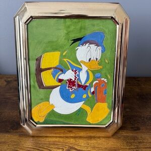 Vintage Donald Duck Hand Painted‎ Framed Artwork 1974